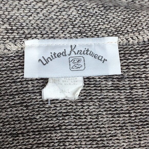 United Knitwear Co Cardigan Sweater Womens Size Small Beige Cotton Linen Blend - Picture 8 of 9